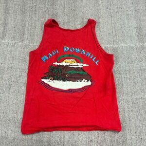 Vintage Maui‎ Downhill Biking Safari Tank Top Shirt Mens Medium Red 1990s Hawaii